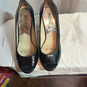 Michael Kors, black wedge leather size 7 1/2